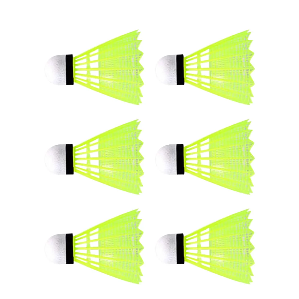 

6PCS Nylon Badminton Birdies Shuttlecocks for Indoor Outdoor Playing School Fitness Sports Activities (Yellow)