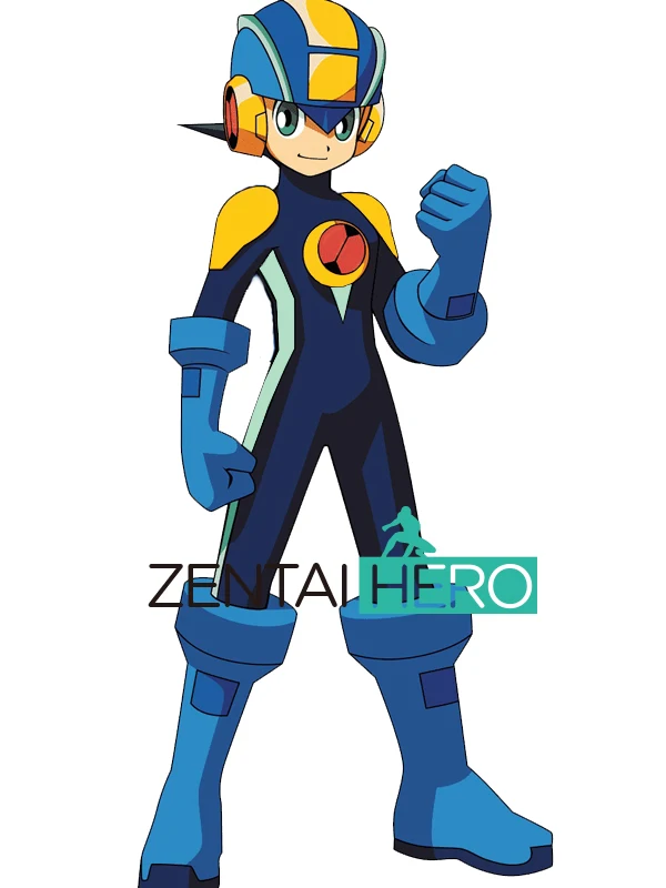 New Arrival Male Comic Lycra Spandex Blue MegaMan EXE Cosplay Costume for Halloween No Helmet
