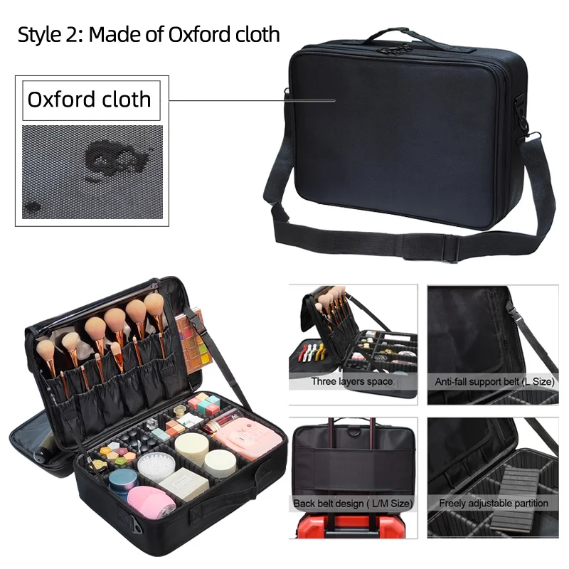 

New High Quality Professional Empty Makeup Organizer Bolso Mujer Cosmetic Case Travel Large Capacity Storage Bag Suitcases