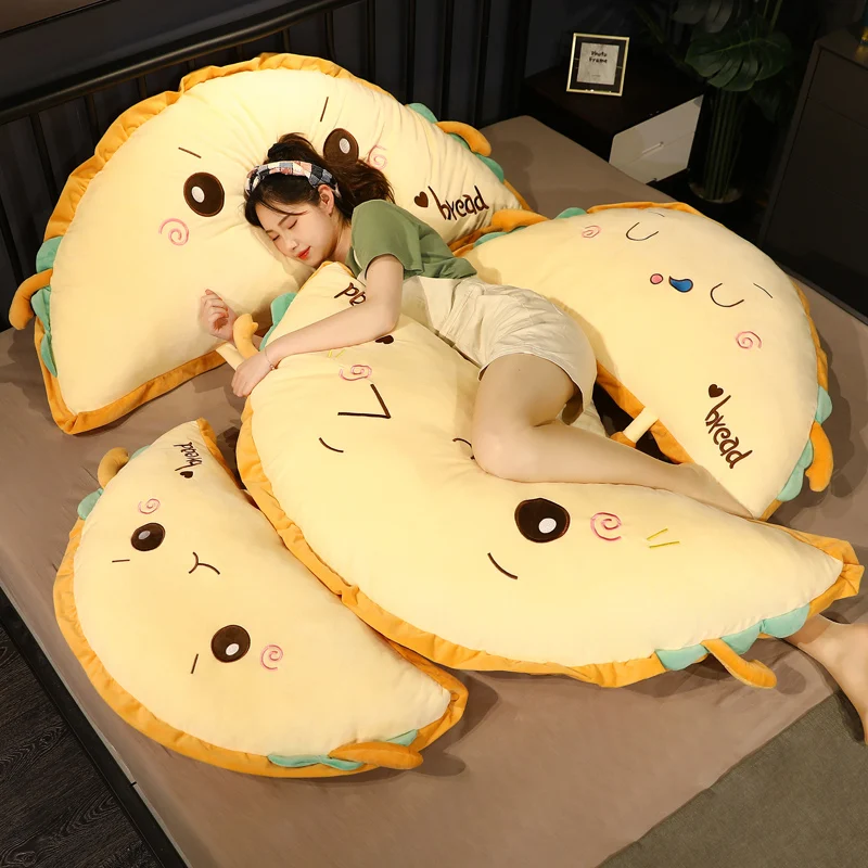 

Huge Semicircle Bread Pillow Cute Toy Stuffed Soft Plush Throw Pillow Toast Expression Sofa Bed Home Decor Gift For Kids Lover