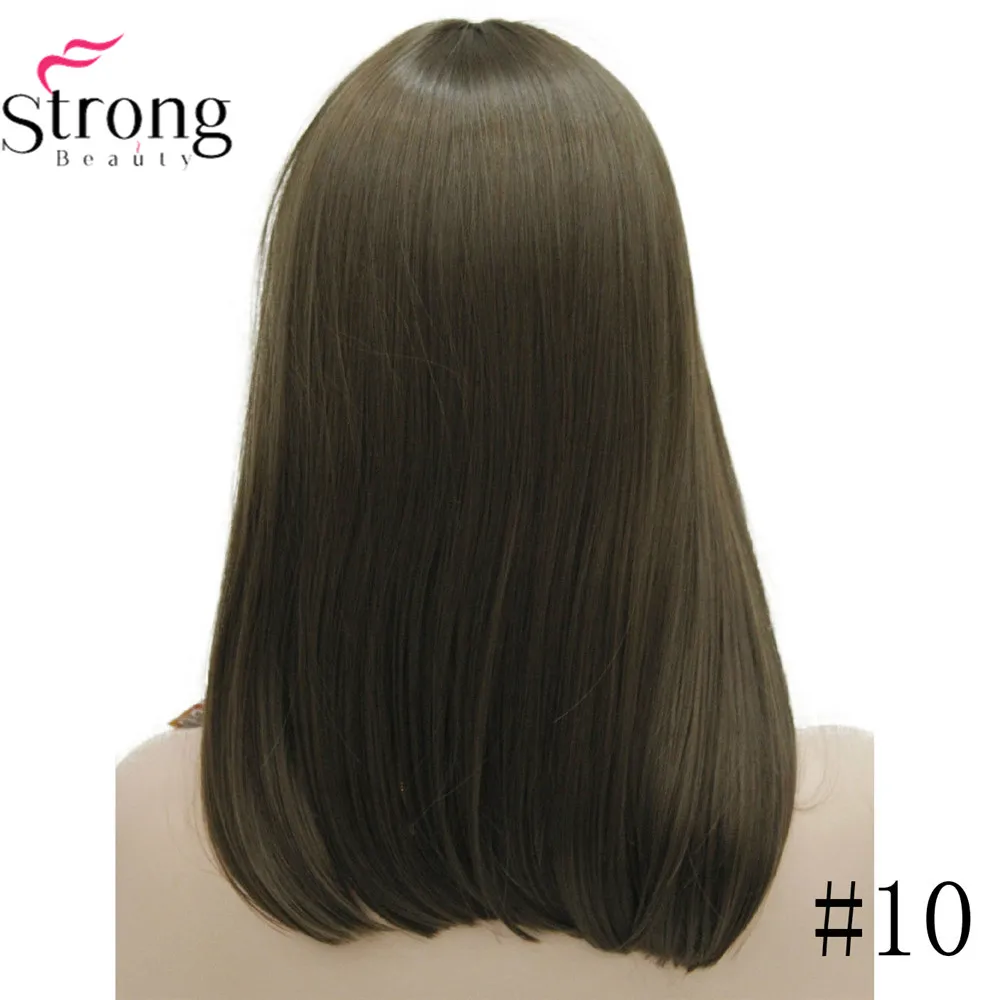 10 StrongBeauty Женские синтетические парики волосы черный/Блонд длинные прямые аккуратная челка стиль Natura парик волосы - Цвет: 10