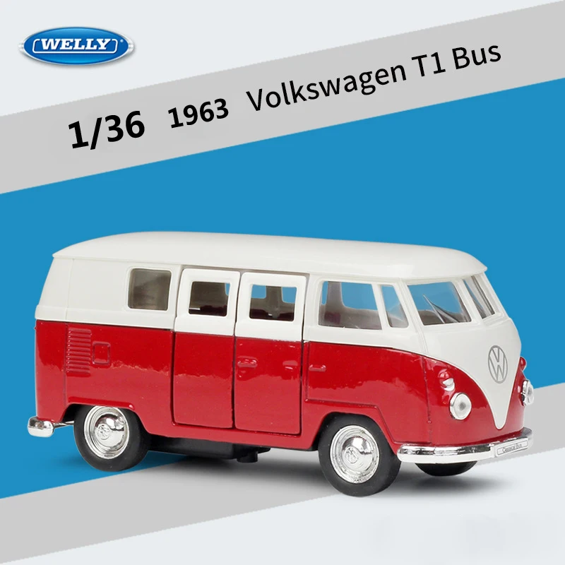 WELLY литая модель автомобиля 1:36 1963 Volkswagen T1 Bus Classic из металлического сплава