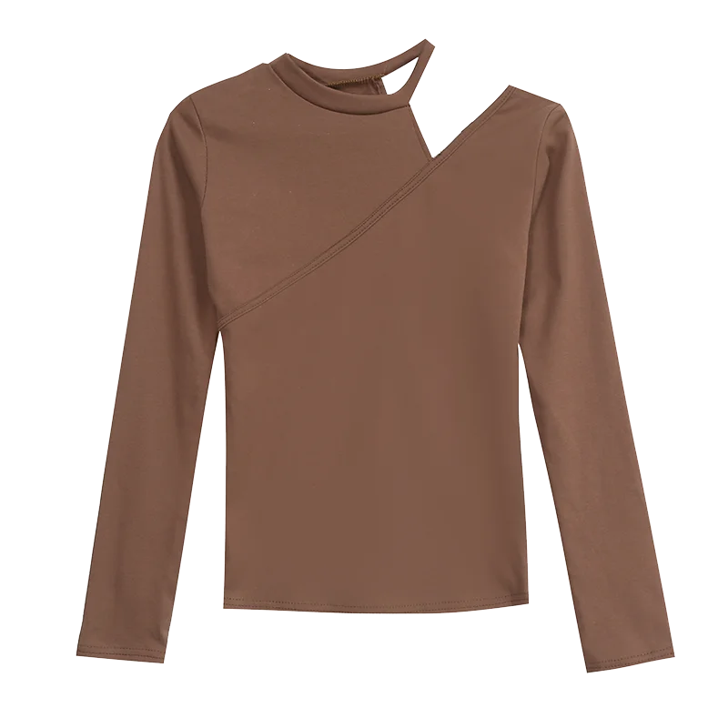 Осенняя Хлопковая женская блузка с длинным рукавом и О-образным вырезом