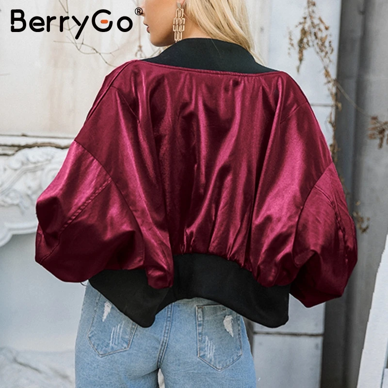 Женская бейсбольная куртка BerryGo Базовая с рукавом летучая мышь верхняя одежда на