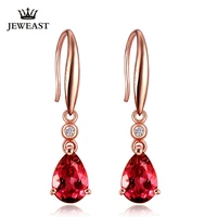 lszb natural red tourmaline 18k pure gold earring real au 750 solid gold earrings diamond trendy fine jewelry hot sell new 2020