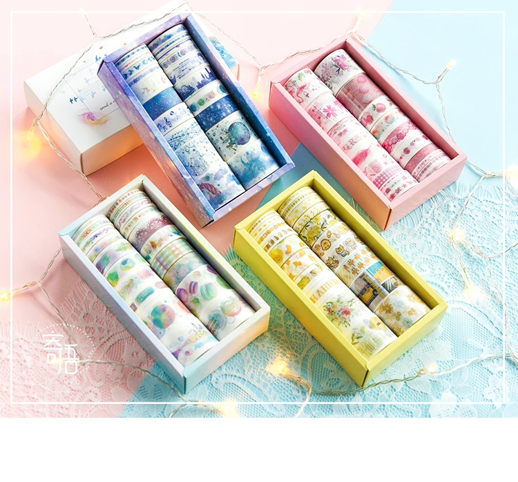 Г-н Бумага 20 шт./кор. подарок посылка красочные Радуга Washi ленты с принтом «Звезда», Ocean Lemon Фламинго персикового цвета Скрапбукинг клейкой ленты