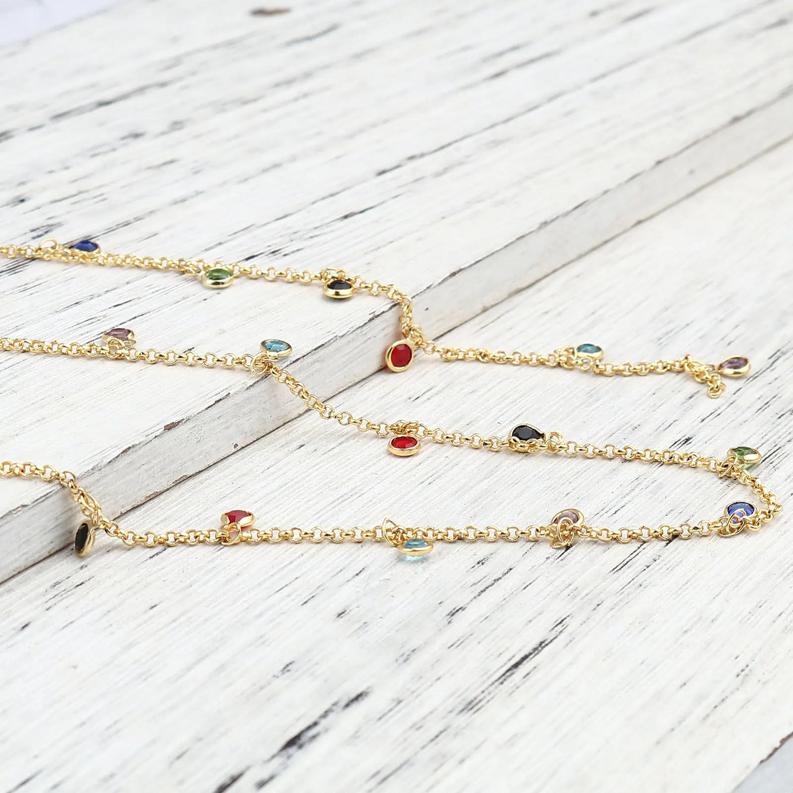 Doreen коробка медные и стеклянные звенья цепи фурнитура круглые позолоченные