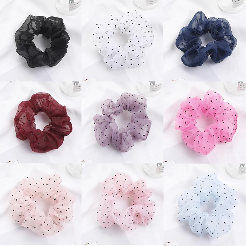 Резинка для волос в горошек из органзы девочек резинка хвоста аксессуары |