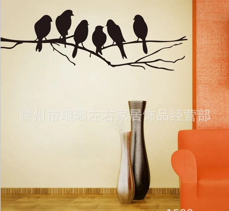 

Горячая Распродажа шесть черных птиц на ветвях креативная переводная картинка на стену zooyoo8216decor DIY adesivo de parede Съемная виниловая наклейка на стену