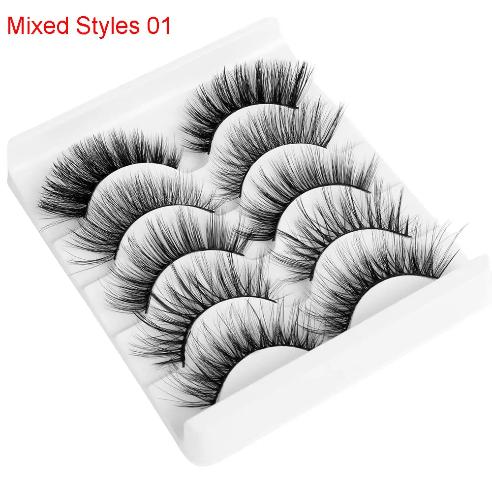 5 пар Мягкие 3D норковые волосы смешанные стили накладные ресницы Wispy полный объем