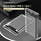 Прозрачный чехол TISHRIC для жесткого диска, Caddy Box HDD корпус 2,5 SSD SATA к USB 3,0 Type-C 3,1, адаптер, внешний бокс для жесткого диска