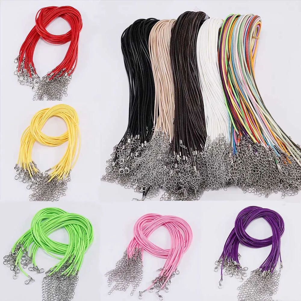 

20Pcs 1.5mm Leather Adjustable Braided Rope Lobster Clasp String Cord for DIY Jewelry Necklaces & Pendant Charms Findings Making