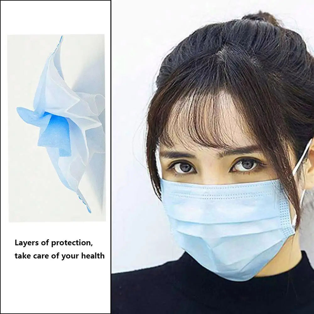 Синяя Пылезащитная маска Антивирусная одноразовая плиссированная для лица