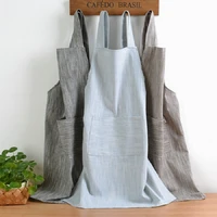 new japanese style solid color cotton hemp unisex apron coffee shops work cleaning aprons for kitchen supplies