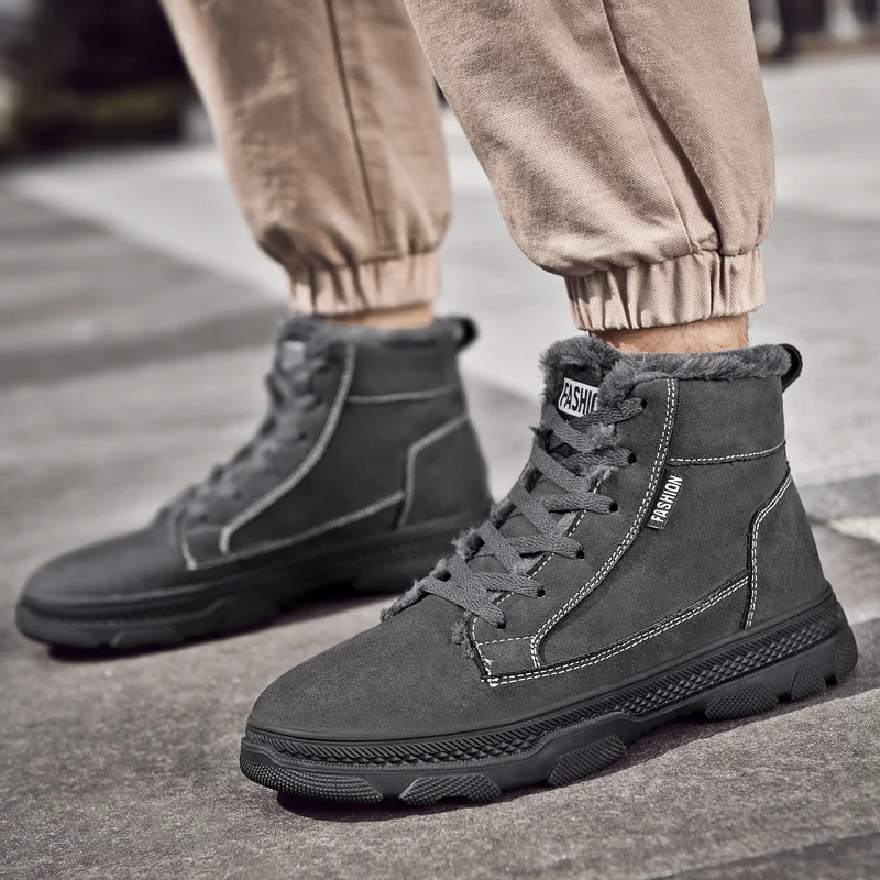 Мужские ботинки Плюшевые теплые зимние Британский тренд в стиле ретро Рабочие