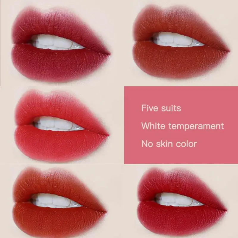 

5Pcs Hot High Quality Matte Liquid Lipstick Set Long Lasting Waterproof Sweatproof Velvet Lip Makeup Gift Lip Makeup TSLM1