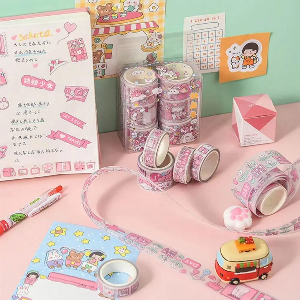 

8 Rolls Washi Tape Charming Wear-resistant Widely Applied DIY Decorative School Supplies Stamping Tape for Scrapbooking