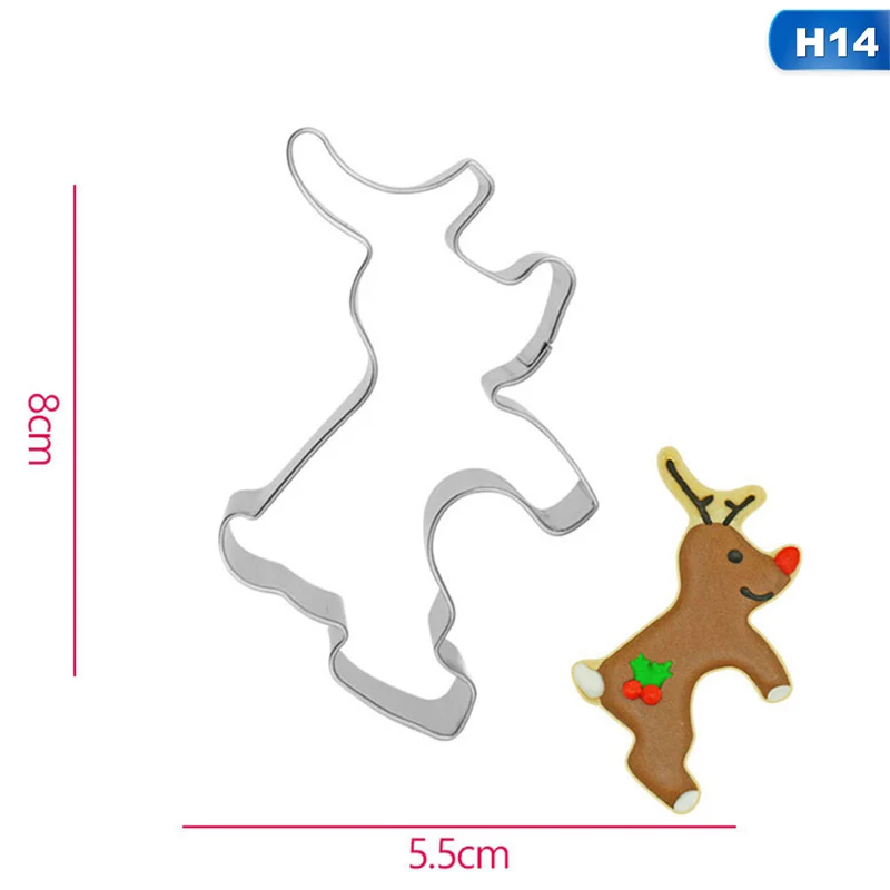 14 Stainless Steel Biscuit Mould Santa Claus Shape Fondant Cake Mold DIY Sugar Craft Xmas 3D Pastry Cookie Cutters Cake Tools - Color: 14