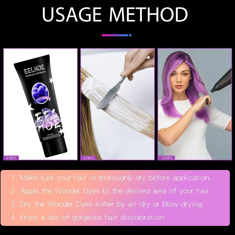

Thermochromic Color Changing Wonder Dye Mermaid Hair Hair Color Cream Sensing Wax Shifting Shade Color Dye Tool Hair Gray T R3X8