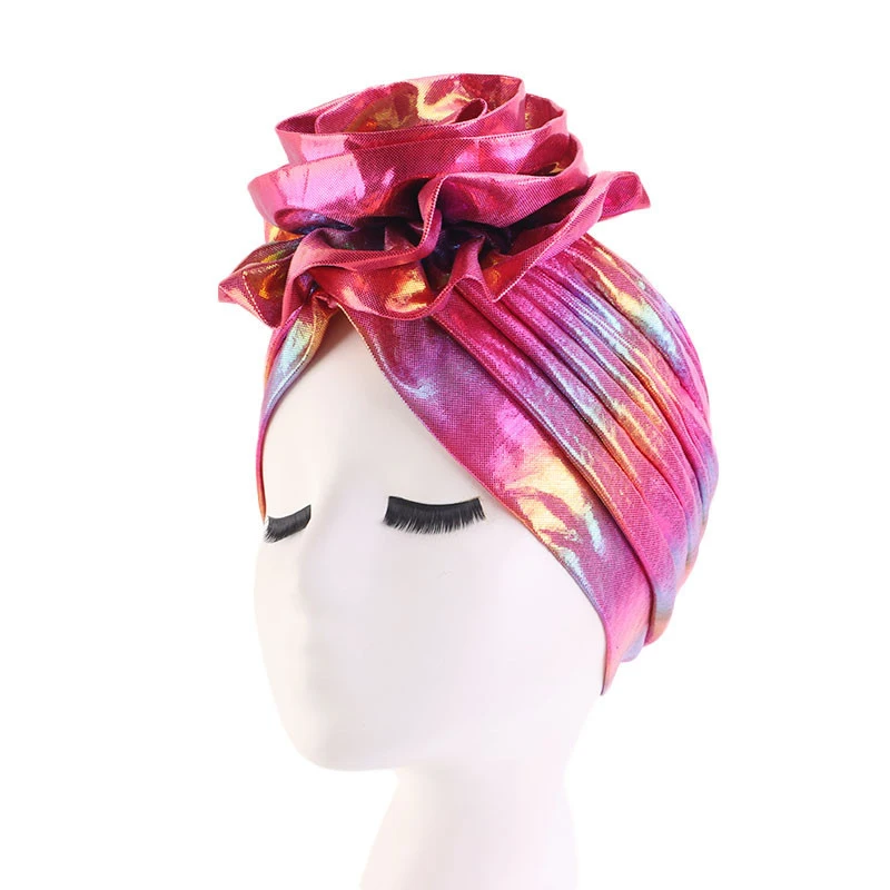 1 шт. лазерный мусульманский тюрбан для женщин/девочек Gig Flower Coloful cap Индия узел