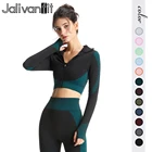 Комплект для йоги Jalivanfit из 3 предметов, бесшовный Женский спортивный костюм, одежда для спортзала, фитнеса, топ, леггинсы с высокой талией, тренировочный костюм для бега