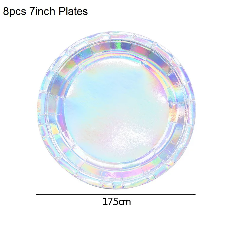 340-plates B02 Party Disposable Tableware Laser Paper Cups Plates for Wedding Birthday Baby Shower Festival Banquet Tableware Party Supplies - Цвет: 340-plates B02