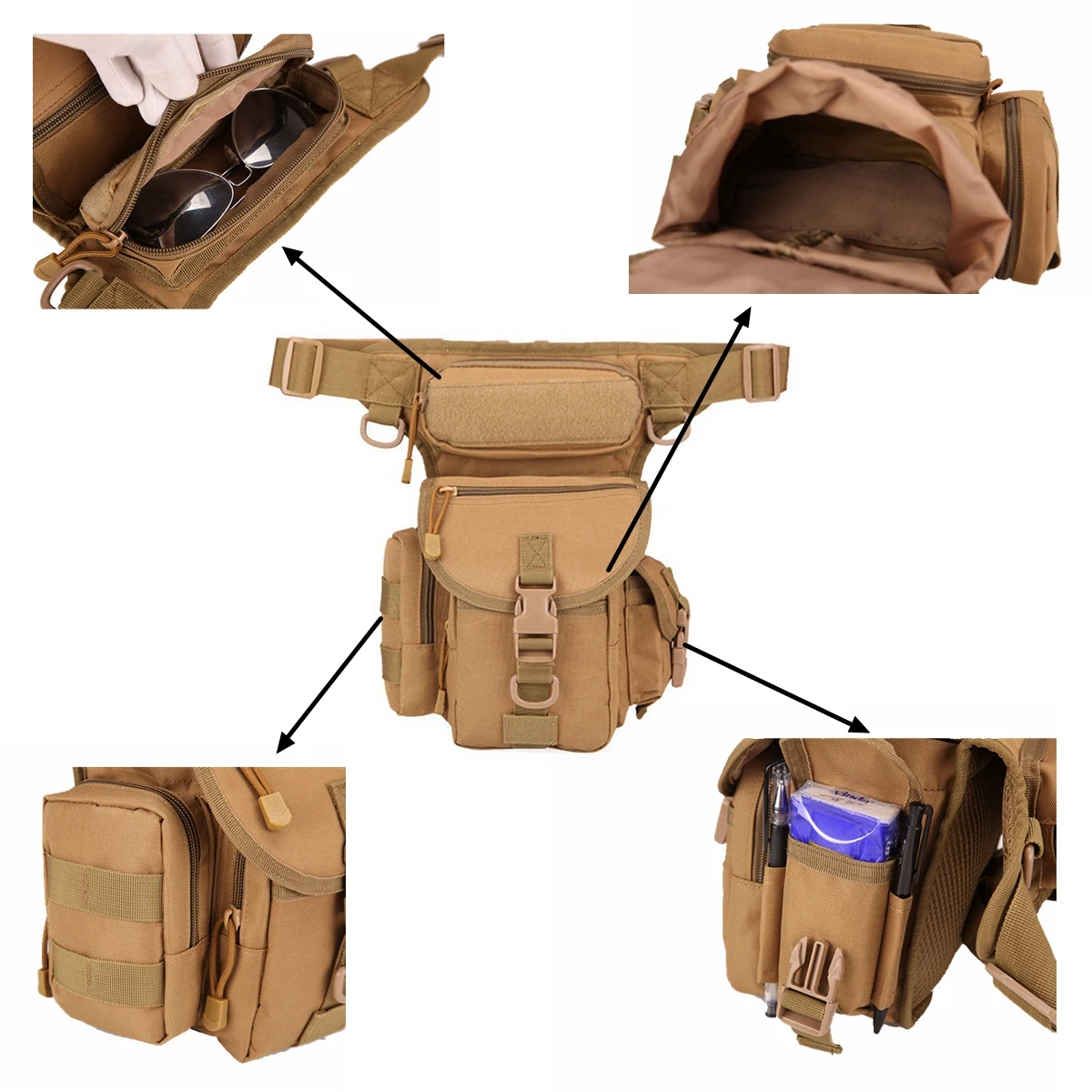 

Hanging Tactical Bag Military Leg Bags Army Camouflage Hunting Cycling Camping Waist Hanging Molle Pack Nylon Thigh Drop Pouch