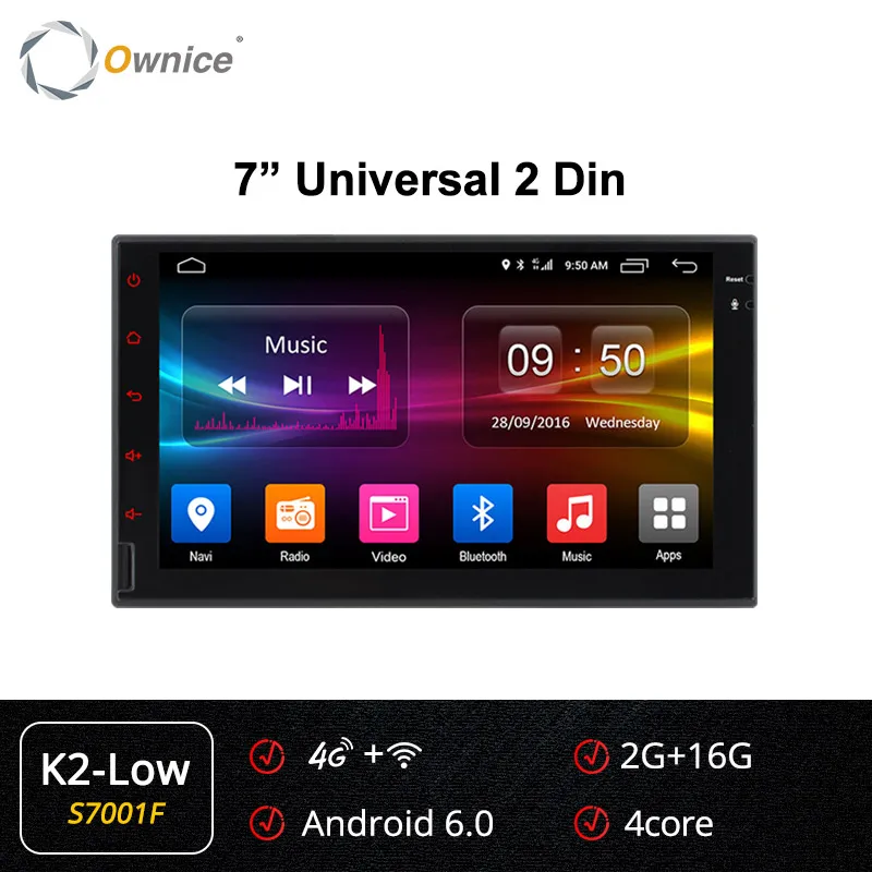 Ownice K1 K2 K3 Octa 8 ядерный Android 2G ram 32GB rom поддержка 4G LTE SIM сетевой Автомобильный gps 2 din универсальный автомобильный Радио dvd-плеер - Цвет: S7001 K2-Low