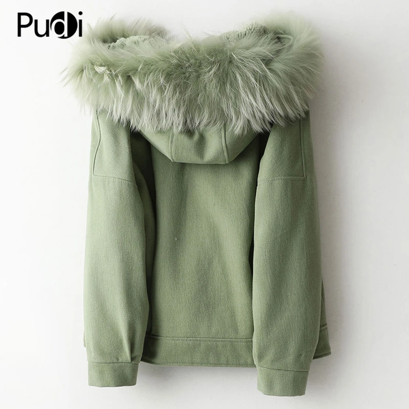 Женское зимнее хлопковое пальто PUDI A59769 из натурального меха Рекс теплая куртка с