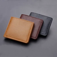 men vintage pu leather wallet simple solid color card holder coin purse