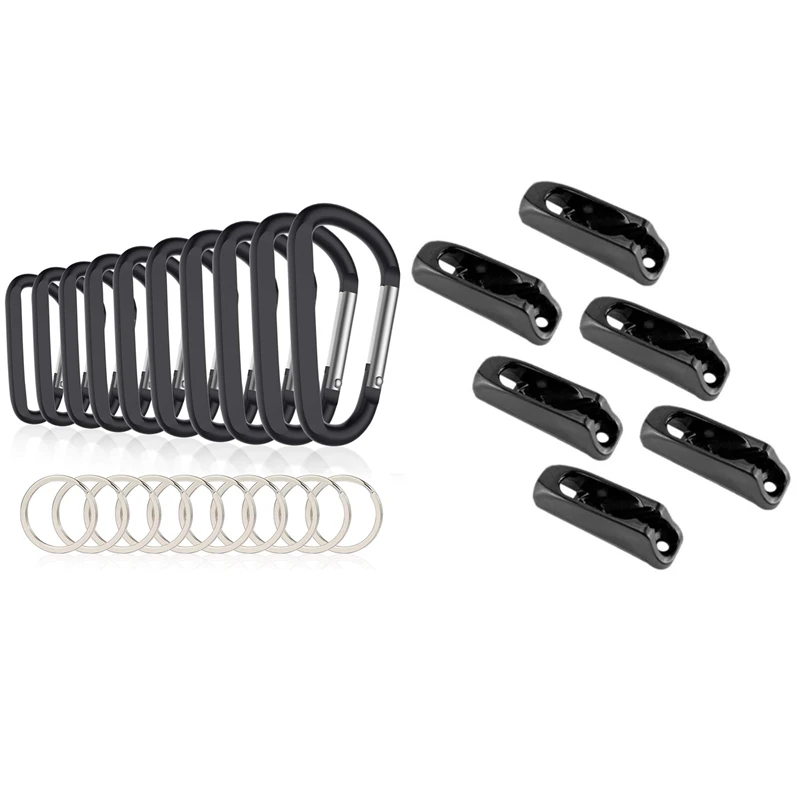 

10 шт. 3-дюймовый/8 см Алюминиевый зажим-карабин с 6 шт. шнур для каноэ, Каяка, замок для руля, нейлоновый самоблокирующийся шнур