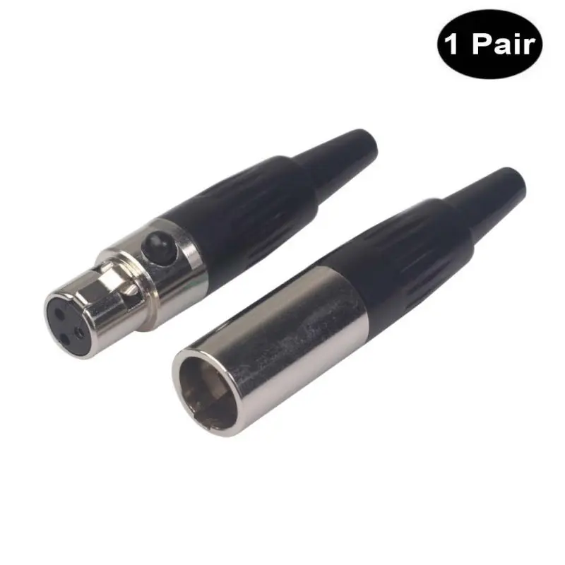 1 пара аудиоразъемов с защитой от окисления 3 Pin Mini XLR адаптер для кабеля