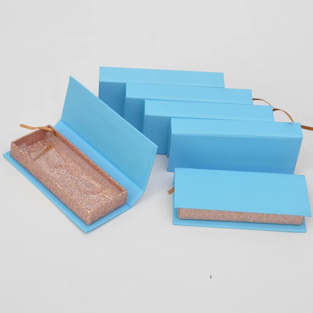 

Eyelash packaging box lash boxes package custom logo rectangle blue rose gold 3d mink lashes makeup private label case vendor