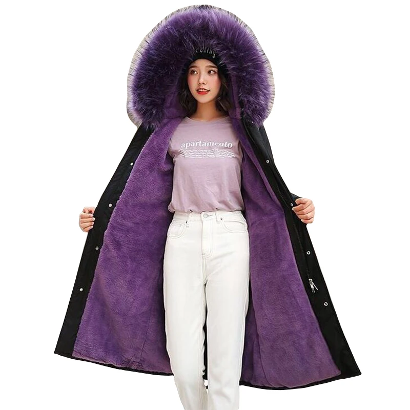 Женская куртка 2020 Новая женская парка длинная с бархатной подкладкой теплая