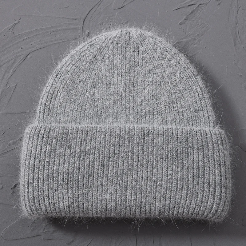 

2021 Women's Hats Casual Cashmere Wool Knitted Beanies Autumn Winter New Three Fold Thick Knitted Girls Skullies Beanies