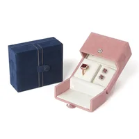 Double Door  Ring Earring Pendent Bracelet Jewellery Showcase Built Storage Velvet Jewelry Box