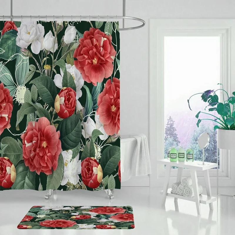 Желтая занавеска для душа серия цветов Полиэстеровая Водонепроницаемая ванной