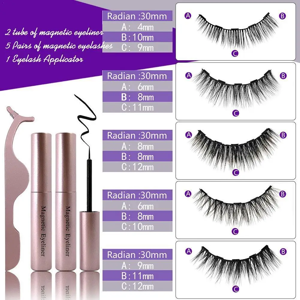 

10 Pairs Magnetic Eyelashes Kit False Eyelash Enhanced Eyeliner Tweezers Long Lasting Handmade Magnético Eyelash Makeup Tool