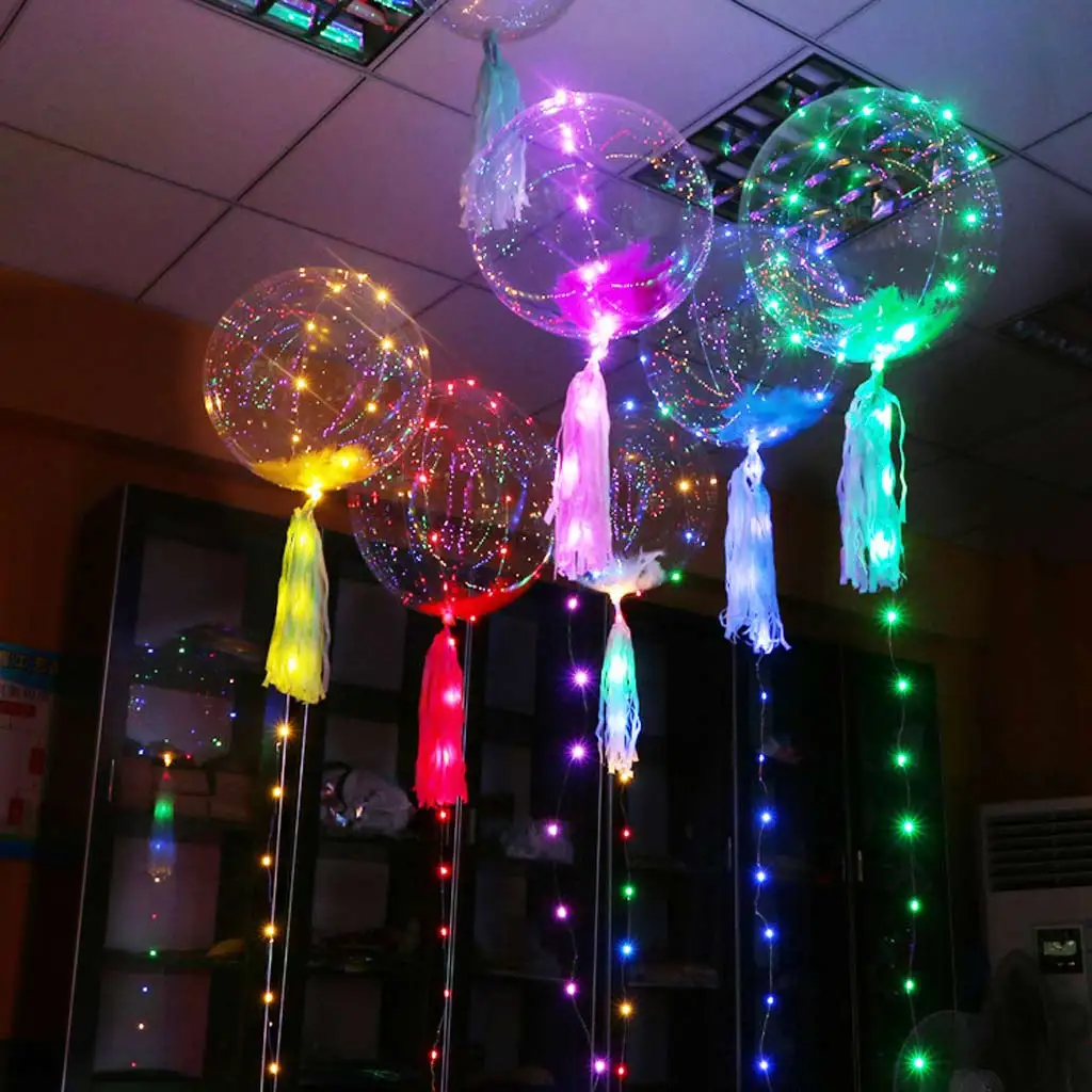 Large LED Round Clear Bubble Transparent Light Up Party Bobo Balloons 18'' | Дом и сад