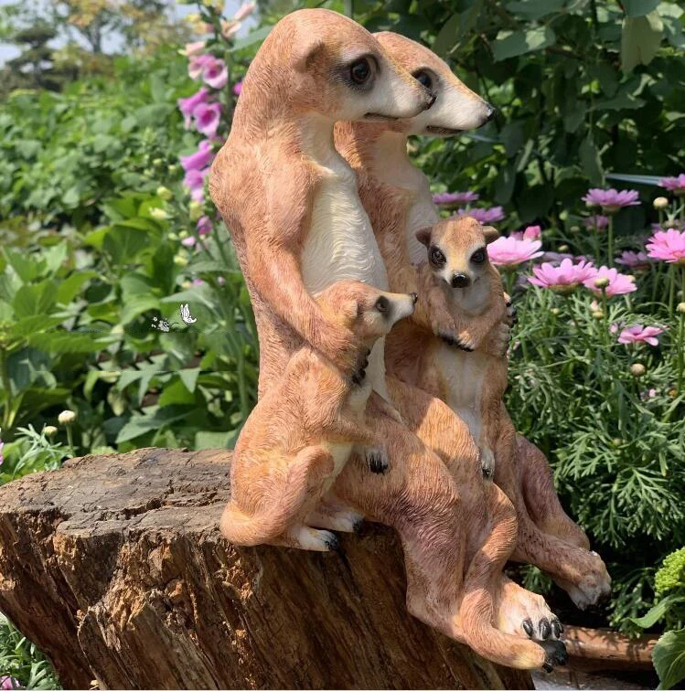

Garden Simulation Animal Meerkat Resin Accessories Villa Outdoor Pastoral Figurines Crafts Courtyard Park Sculpture Decoration