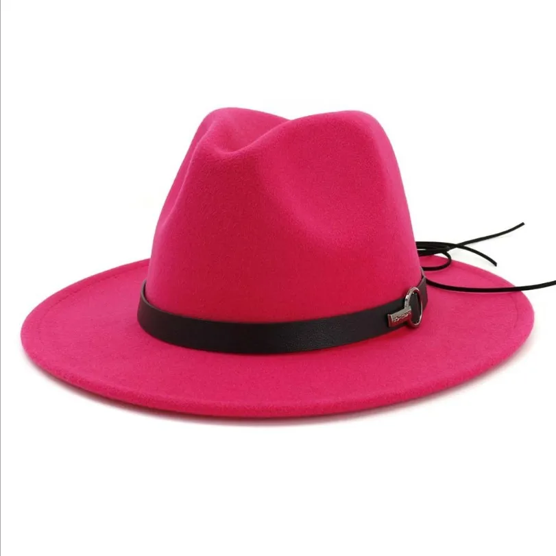 Для женщин с широкими полями шерсть фетр Джаз Fedora шляпы Панамы стиль дамы