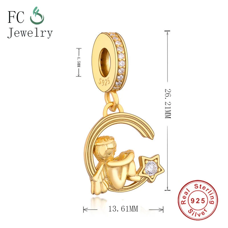 

925 Sterling Silver Angel and Shooting Star Dangle Charm Fit Original Charms Bracelet Pendant Beads 925 Silver Berloque