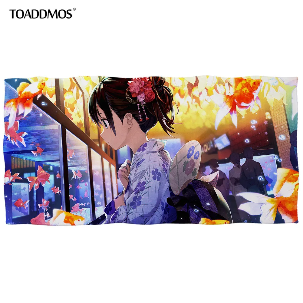 

TOADDMOS Japanese Anime Pattern Bath Towel Comfort Beach Towel Bathroom Face Hair Quick Dry Towels for Kids Adults toalla playa