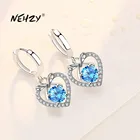 Серьги женские из серебра 925 пробы, с голубым кристаллом