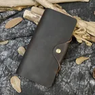 Мужской кожаный трехслойный Длинный кошелек Crazy Horse, коричневый клатч из натуральной кожи, кошелек с застежкой для телефона, прочная Чековая книжка