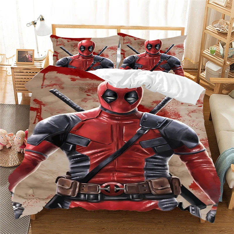 

Disney Deadpool Bedding Set Duvet Cover Pillowcase Home Textile Adult Children Gift Queen King Size Bedding Set (NO Sheet) Gift