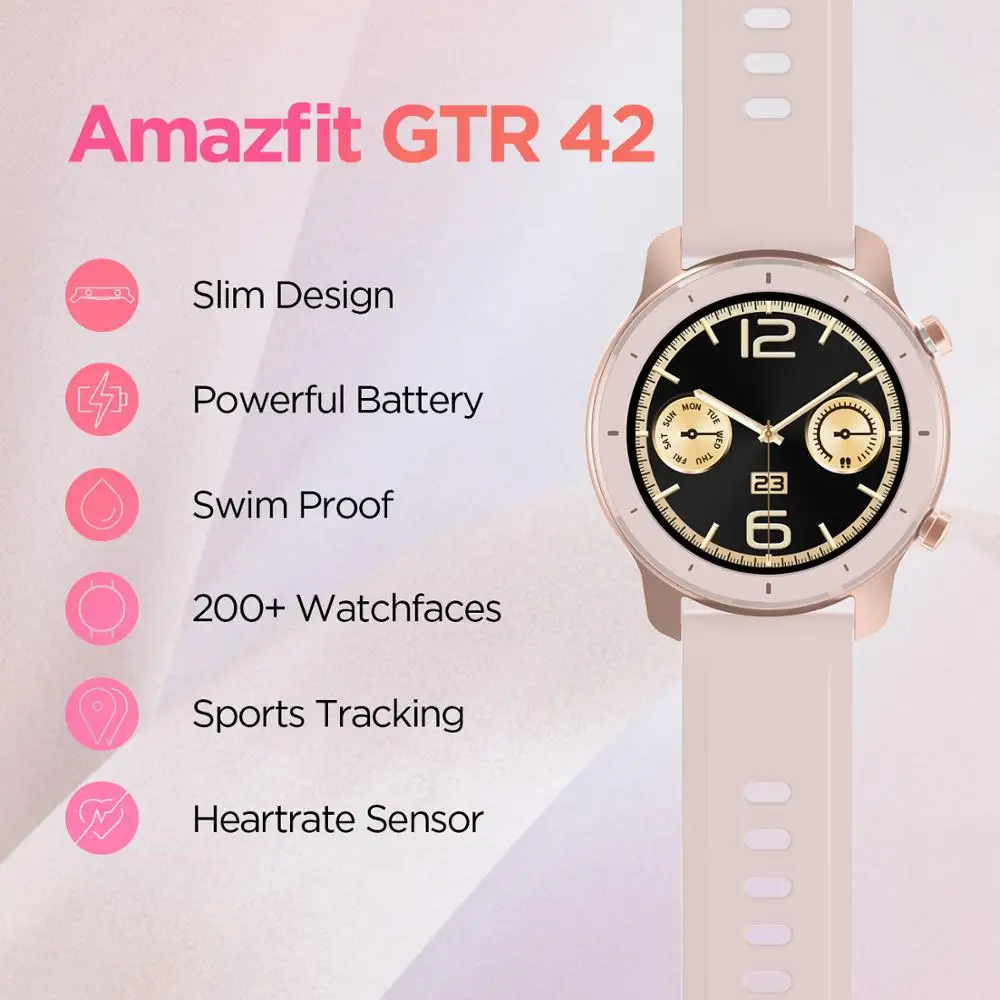 new global version new amazfit gtr 42mm smart watch 5atm smartwatch 12 days battery music control for android ios phone free global shipping