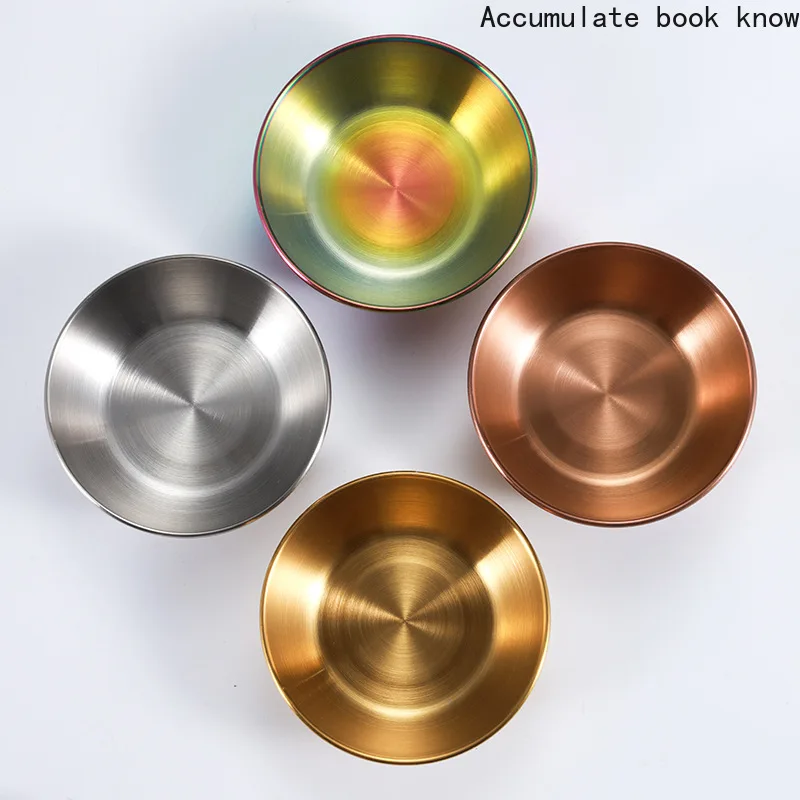 Круглое блюдцо для соуса из нержавеющей стали золотистое серебристое соусовое