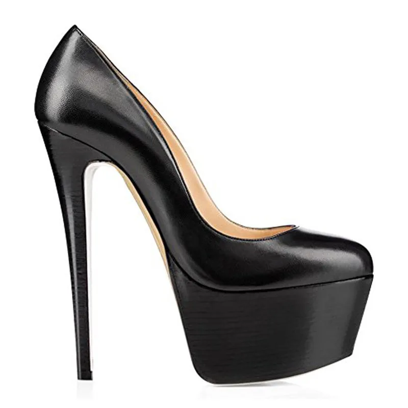 

Women's round head waterproof platform super high heels large single shoes