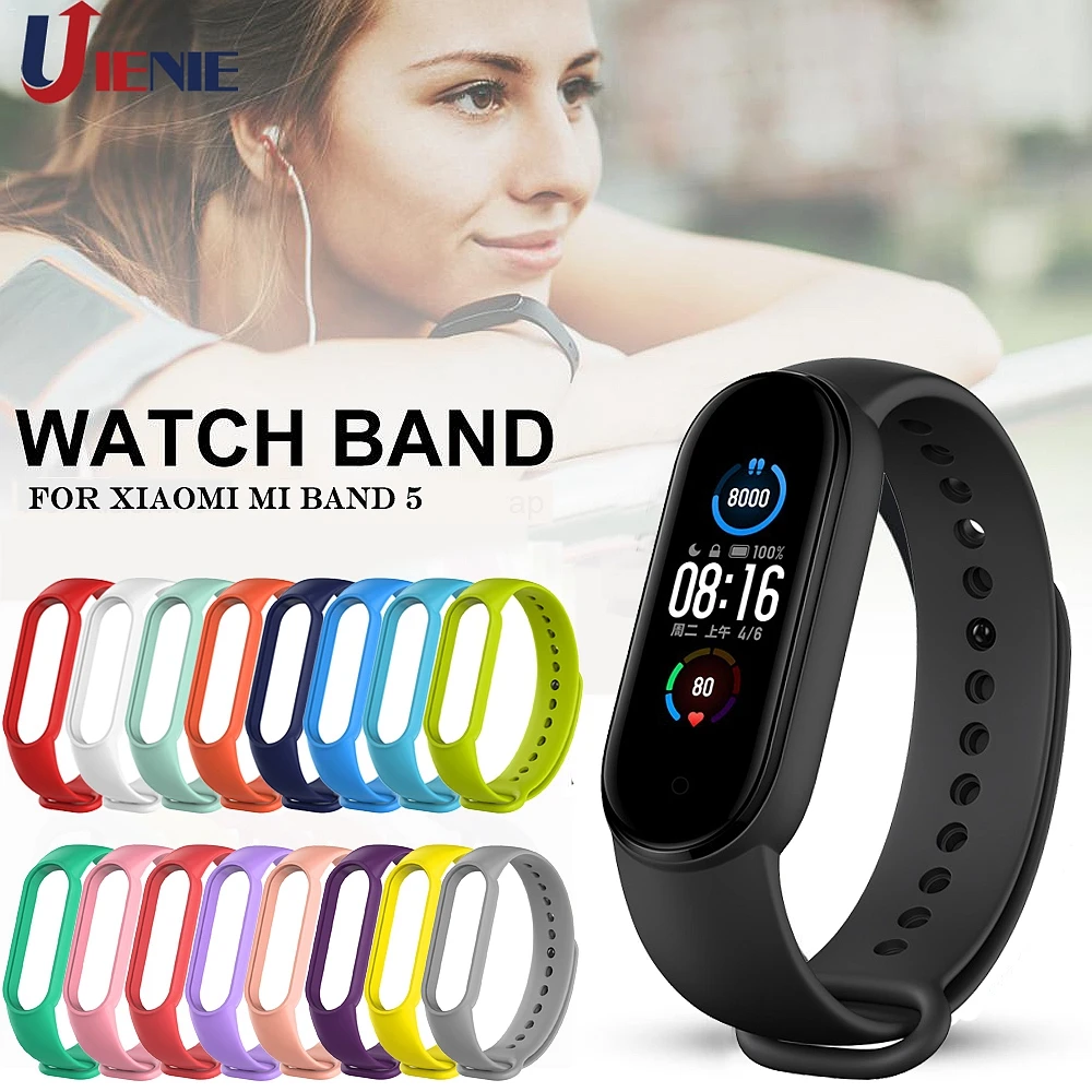 Ремешок силиконовый для Xiaomi MI Band 5 сменный спортивный браслет наручных часов 6 23